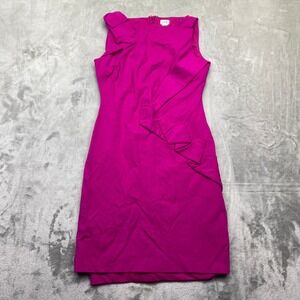 Cache Magenta Pink Ruffle Sheath Dress Sleeveless Size 8 Cocktail Wedding Guest